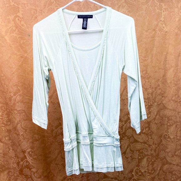 Apostrophe Layered Look Lazy Shirt Boho Steampunk Trendy Mint Green Top - Picture 5 of 10